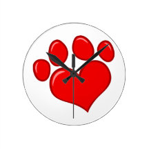 4782 RED HEART PAWS CAUSES ANIMALS LOVE CARING MOT WALLCLOCK
