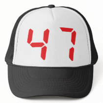 47 fourty-seven red alarm clock digital number hats by Tomaniac 47 fourty-seven red alarm clock digital number hats