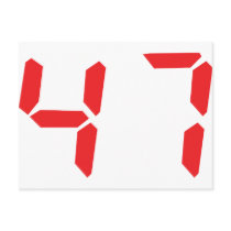 47 fourty-seven red alarm clock digital number postcards by Tomaniac 47 fourty-seven red alarm clock digital number postcards