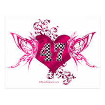 47 racing number butterfly postcard