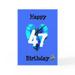 47th Birthday Blue Heart Violin Age Birthday Card