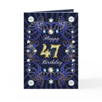 47th birthday card with masses of jewels