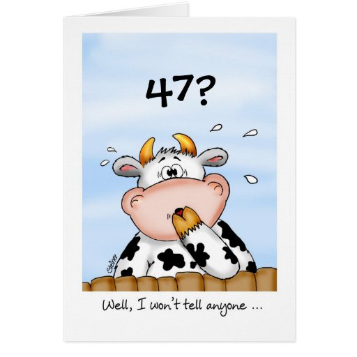 47th Birthday Humorous Card With Surprised Cow Zazzle 1109