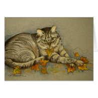 4872 Autumn Cat Greeting Card