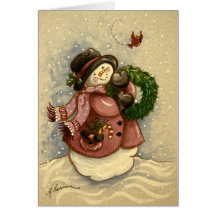 4886 Snowman Wreath Cardinal Christmas