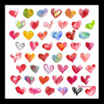 48 Valentine Hearts Square Poster