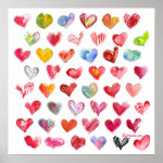 48 Valentine Hearts Square Poster print
