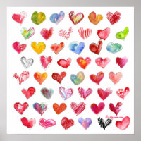 48 Valentine Hearts Square Poster print