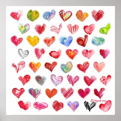 48 Valentine Hearts Square Poster by lillyarts