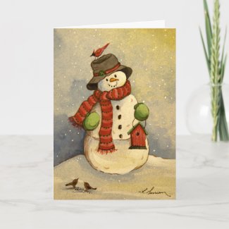 4905 Snowman &amp; Birdhouse Christmas Greeting Cards