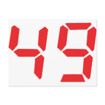 49 fourty-nine red alarm clock digital number postcard