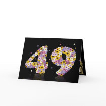 49th birthday card with flowery letters