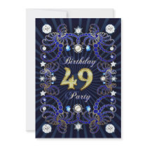 49th birthday party invite with masses of jewels