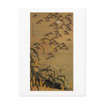4. 秋塘群雀図, 若冲 Flock of Sparrows, Jakuchū Postcards