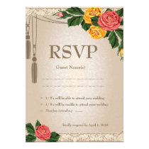 4.5x6.25" Vintage Damask Floral RSVP Wedding Card