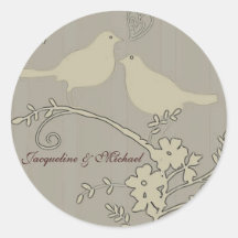 $4.95 TBA Design / Two Love Birds Round Stickers