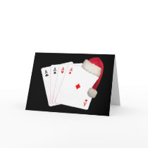 4 Aces Merry Christmas with Santa Cap Card