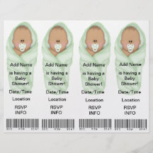 4  Baby Shower Invitations - Bookmark Favors Personalized Flyer