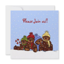 4 bears family christmas party invitation