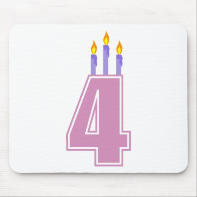 4 Birthday Candles (Pink / Purple) Mouse Pads by LushLaundry
