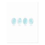 4 blue patterned Easter eggs postcards