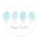 4 blue patterned Easter eggs stickers