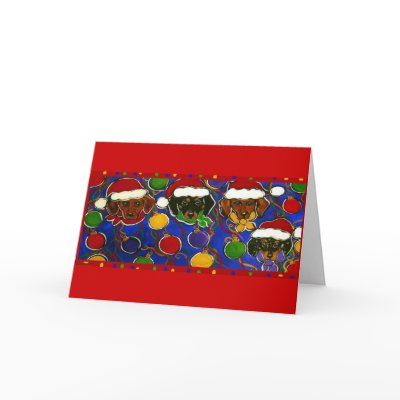 4 Christmas Doxies Card by Art_by_Joanne
