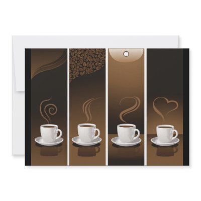4 Coffee Cups in vector Personalized Invitations by CreativeColours