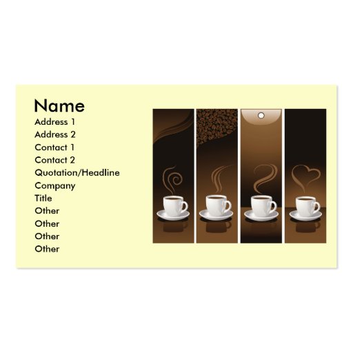 4 Coffee Cups in vector, Name, Address 1, Addre... Business Card