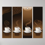 4 Coffee Cups in vector Print