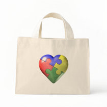 4 Color Puzzle Heart Bag