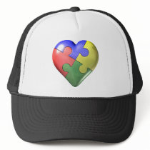 4 Color Puzzle Heart Trucker Hats