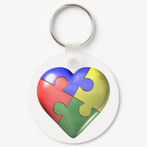 4 Color Puzzle Heart keychains by wolfmama 4 Color Puzzle Heart keychains