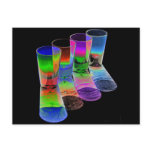 4 Coloured Cocktail Shot Glasses -Style 5 Postcards