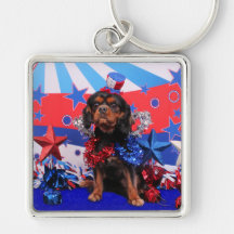 4 de julio - perro de aguas de rey Charles arrogan Llavero