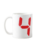 4 four red alarm clock digital number mugs