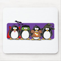 4 Halloween Penguins Mouse Pad