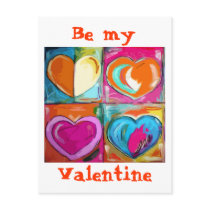 4 Hearts Be my Valentine postcards