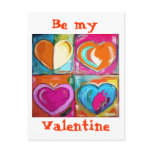 4 Hearts Be my Valentine Post Card