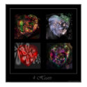 4 Hearts square poster posters