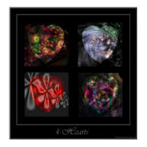 4 Hearts square poster posters by KelleyArt 4 Hearts square poster posters