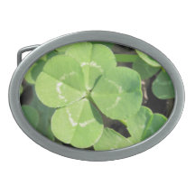 4 Leaf Clover Good Luck Charm Photo Oval Belt Buckles