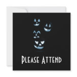 4 Lit Jack-O-Lanterns - Blue Personalized Invite