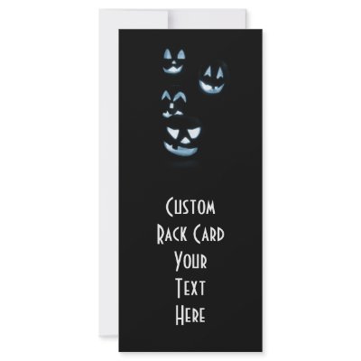 4 Lit Jack-O-Lanterns - Blue Rack Card by VoXeeD