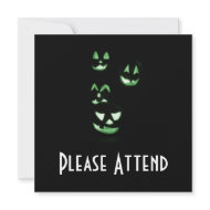 4 Lit Jack-O-Lanterns - Green invitation