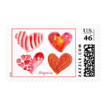 4 Love Hearts Postage Stamps