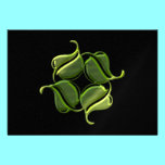 4 metallic green leaves invitations