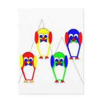 4 Penguins on the South Pole postcards