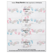 4 per sheet Bar Soap Bands Baby Shower Paper Favor Custom Flyer