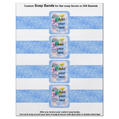 4 per sheet Bar Soap Bands Blue Paper Party Favor Flyer by partypizazz